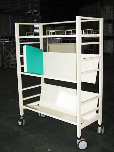 ファイル収納と天板でパソコン入力作業ができる台車