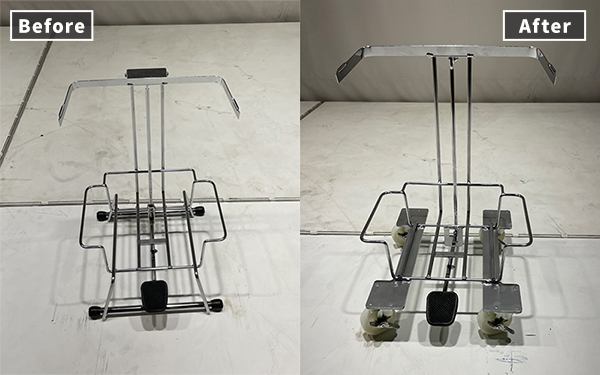 改造しペールにキャスター取付け